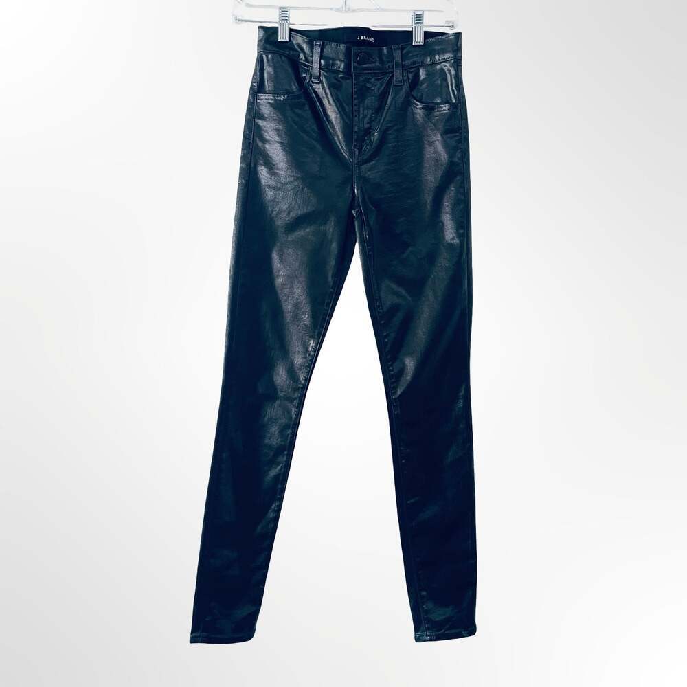 J Brand Maria Galactic Black High-Rise Skinny Coated Jeans
